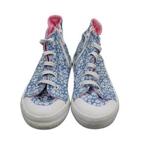 Piper Girls Canvas Shoes High Tops Sneakers Denim Floral Blue Sparkles Sz 11 11M